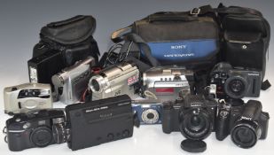 Modern digital and video cameras to include Sony Handycam DCR-DVD301, Canon MV 830, JVC GR-DVL 9600,