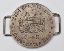 WW1 7th Battalion Gloucestershire Regiment 'home made' identity bracelets made from a coin