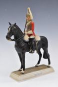 Goebel figure of a mounted Life Guard / Cavalry, impressed Buchmann to base, H33cm