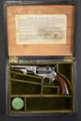 Colt model 1849 .31 five-shot single action pocket revolver with brass trigger guard and grip strap,