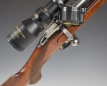 Sweedish Mauser 6.5x55 bolt action rifle with chequered semi-pistol grip and forend, steel butt