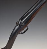 Darne 16 bore side by side shotgun with engraved sliding action, chequered grip and forend, sling