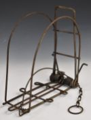 Vintage steel fox or large animal trap, 33 x 32 x 14cm