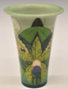 Dennis Chinaworks signed limited edition 1/55 flute vase decorated with orchids, H17cm