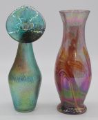 Two art glass vases including iridescent pulpit vase, tallest 30cm
