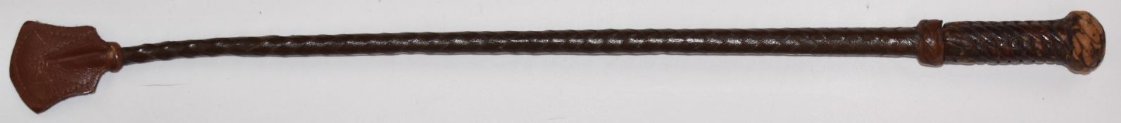 A 19thC swordstick style riding crop with braided leather handle, L50cm