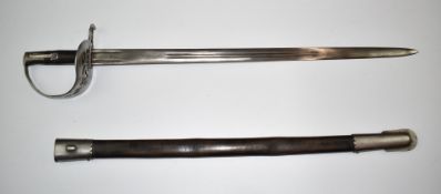 Reproduction Jacob's bayonet with half basket hilt and double muzzle ring, 68cm blade and