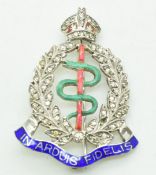 Royal Army Medical Corps paste enamel and silver sweetheart brooch