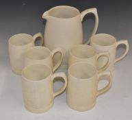 Keith Murray for Wedgwood retro/mid century moonstone glazed lemonade or cider set, tallest 21cm