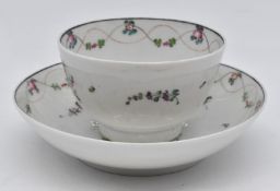 First period Worcester tea bowl and saucer