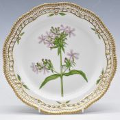 Royal Copenhagen reticulated Flora Danica charger 'Saponaria Officinalis L', monograms to base,