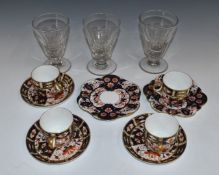 Three Royal Crown Derby Imari cups and saucers plus one extra cup, pattern no 2451, three Foley