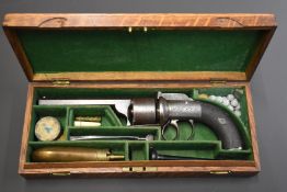 Unnamed 54 bore six-shot double bar hammer action transitional percussion revolver with engraved