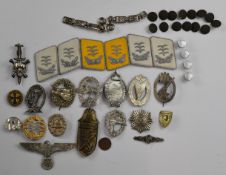 Reproduction WW2 German medals and insignia including WW1 Prussian pilot's badge