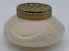 Kralic iridescent glass bowl with swag decoration, H13, diameter 23cm