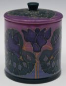 Dennis Chinaworks limited edition no 3 circular covered box decorated with cyclamen, H9cm