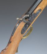 Italian .45 percussion hammer action Kentucky style rifle with brass trigger guard, storage