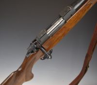 BRNO ZKK-601 .308 bolt-action rifle with chequered semi-pistol grip and forend, leather sling,