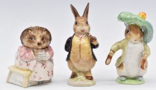 Three Beswick Beatrix Potter figures including Benjamin Bunny with BP2 gold oval backstamp