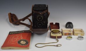 Rolleiflex Standard TLR camera serial number 317649, in original leather case, together with Zeiss