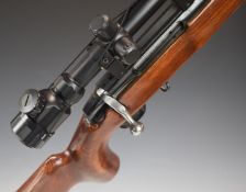 BSA 7.62x51mm bolt-action rifle with semi-pistol grip, raised cheek piece, adjustable butt plate,