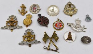 Small collection of military and other badges including Light Infantry, North Staffordshire