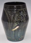 Dennis Chinaworks signed limited edition 32/52 barrel vase decorated with Indian elephants, in