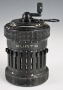 Curta II mechanical calculator, serial number 500809, circa 1953, with bottom section of outer case