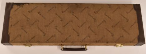 Browning canvas and leather shotgun case with fitted interior and gun lock with two keys, 81x25x7.