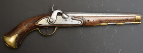 Friedrich Offermann German percussion converted from flintlock hammer action pistol with lock marked