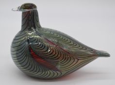 Iittala glass bird designed by Oiva Toikka 'Pheasant', H17cm