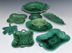 A collection of 19th/20thC majolica plates and tazza