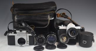Pentax 35mm SLR camera outfit comprising SP1000 and SV bodies, 1:2/55, 1:1.8/55, 1:3.5/35 and 1:3.