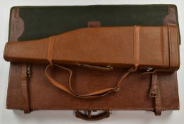 Three various shotgun cases comprising one The Orvis Company Inc, one faux leather and one leg of