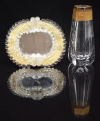 Moser faceted cut glass bud vase with gilt figural decoration, H16cm and a retro / mid century