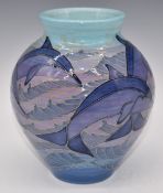 Dennis Chinaworks signed limited edition 43/50 'Illyria' vase decorated with dolphins, made for