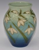 Dennis Chinaworks signed limited edition 121/131 baluster vase decorated with snowdrops, H13cm