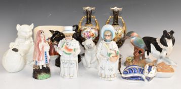 A collection of ceramics to include Royal Crown Derby, Beswick sheepdog / collie, Staffordshire