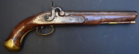 Percussion converted from flintlock percussion hammer action Light Dragoon pistol with engraved