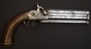 F Barnes & Co of London 28 bore percussion hammer action double barrelled over and under howdah