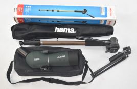 Svbony 20-60x60 spotting scope together with a Hama monopod, in original box