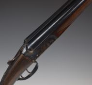 The Basque 20 bore side by side shotgun with chequered grip and forend, double trigger and 26 inch