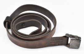 German WW2 MP40 submachine gun leather sling with metal fittings.