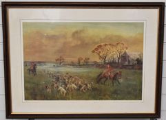Lionel Edwards limited edition 205/250 print of the Crawley and Horsham Hounds at Twineham Church,