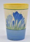 Clarice Cliff for Wilkinson Pottery beaker decorated with blue crocus, H11.5cm