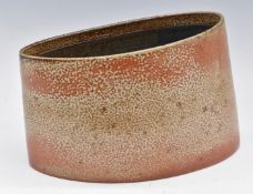 Jane Hamlyn studio pottery salt glazed sloping ovoid jardinière/vase, L30 x H19cm