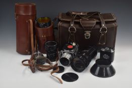 Zenith 80 medium format camera outfit comprising camera body with film back and 80mm lens, Tair 33