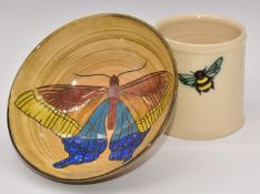 Dennis Chinaworks mug with bees and a pedestal butterfly dish, tallest 8.5cm