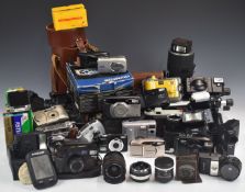 Cameras and accessories to include Manfrotto 055 tripod, Kodak Retinette 1B, Kodak folding