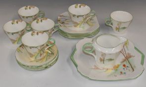 Approximately twenty pieces of Shelley Art Deco style six place setting tea ware, pattern no WSO67
